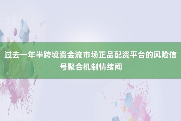 过去一年半跨境资金流市场正品配资平台的风险信号聚合机制情绪阈